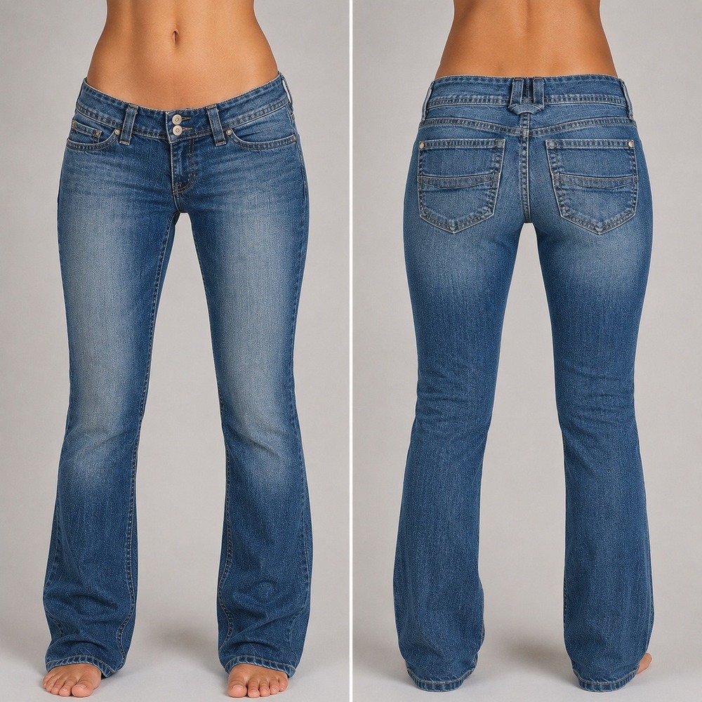Gap Low Rise Cropped Stretch Jeans Size‎ 1 Medium Wash Double Button Denim Capri